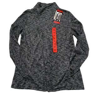 G.H. Bass & Co Heather Gray Sporty Asymmetrical Zip Sweater sz M Mock Neck